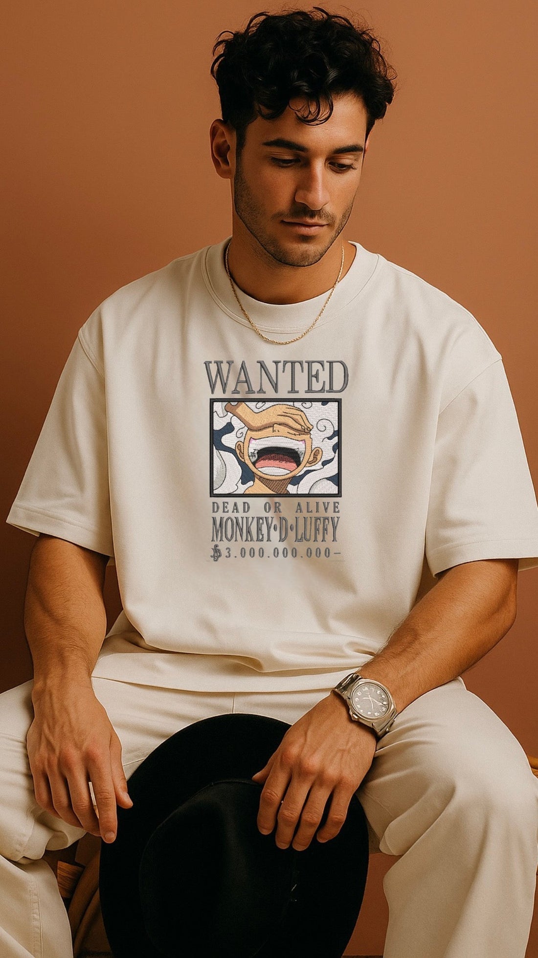 Oversized embroidered one piece anime t-shirt from DripSaga – 2025 trend